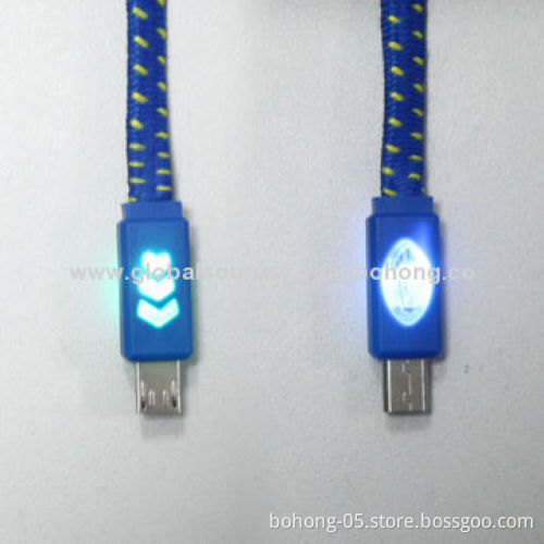 Lightning Micro USB Rope Cable, 1m Line Length, Can do Yellow, Blue, Black, White, Rose, Purple